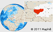 Shaded Relief Location Map of Smolensk Oblast, highlighted parent region