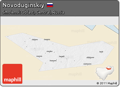Classic Style 3D Map of Novoduginskiy, single color outside