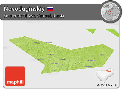 Physical 3D Map of Novoduginskiy, single color outside