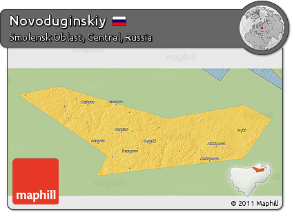 Savanna Style 3D Map of Novoduginskiy, single color outside