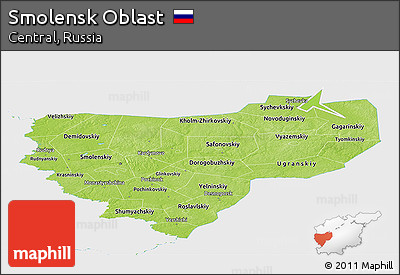 Physical Panoramic Map of Smolensk Oblast, single color outside
