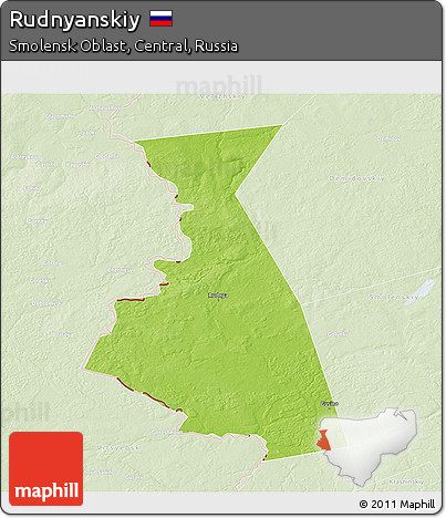 Physical 3D Map of Rudnyanskiy, lighten