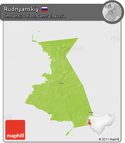 Physical 3D Map of Rudnyanskiy, single color outside