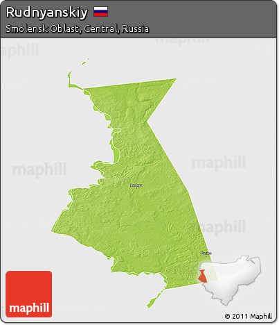 Physical 3D Map of Rudnyanskiy, single color outside