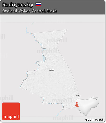 Silver Style 3D Map of Rudnyanskiy, single color outside