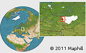 Satellite Location Map of Rudnyanskiy, highlighted parent region