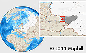 Shaded Relief Location Map of Rudnyanskiy, highlighted country, highlighted parent region