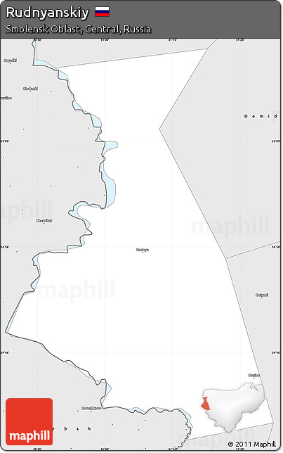 Silver Style Simple Map of Rudnyanskiy