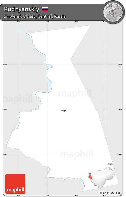 Silver Style Simple Map of Rudnyanskiy, single color outside