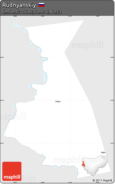 Silver Style Simple Map of Rudnyanskiy, single color outside
