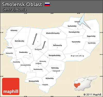 Classic Style Simple Map of Smolensk Oblast, single color outside