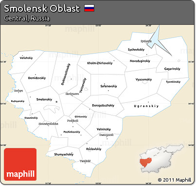 Classic Style Simple Map of Smolensk Oblast, single color outside