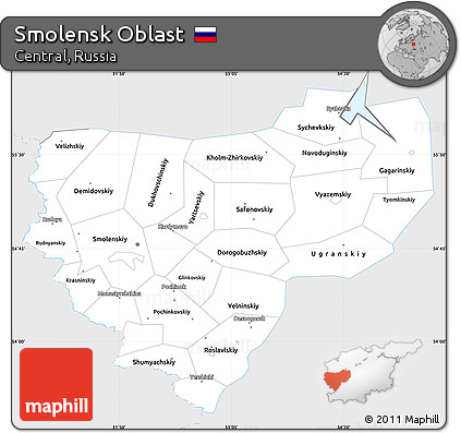 Silver Style Simple Map of Smolensk Oblast, single color outside