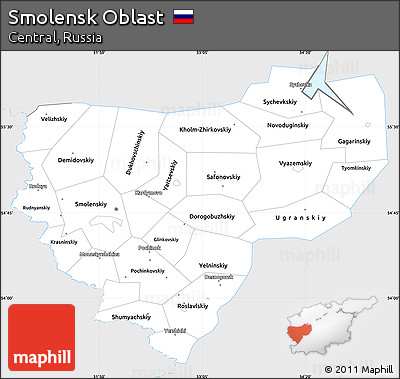 Silver Style Simple Map of Smolensk Oblast, single color outside