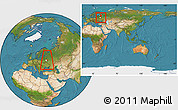 Satellite Location Map of Vyazma, highlighted parent region, within the entire country