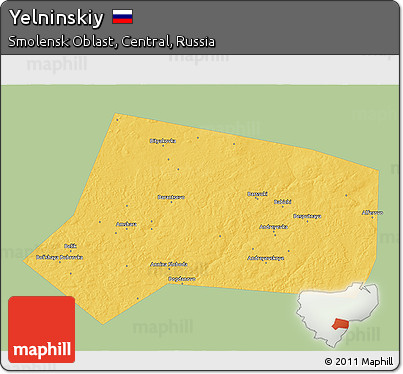 Savanna Style 3D Map of Yelninskiy, single color outside