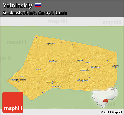 Savanna Style 3D Map of Yelninskiy, single color outside