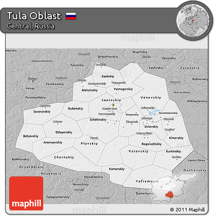 Gray 3D Map of Tula Oblast
