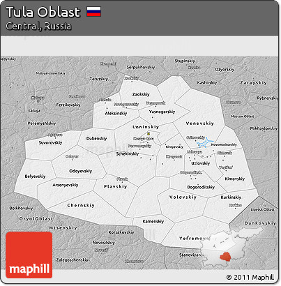 Gray 3D Map of Tula Oblast