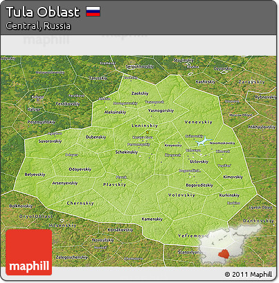 Physical 3D Map of Tula Oblast, satellite outside