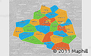 Political 3D Map of Tula Oblast, lighten, desaturated