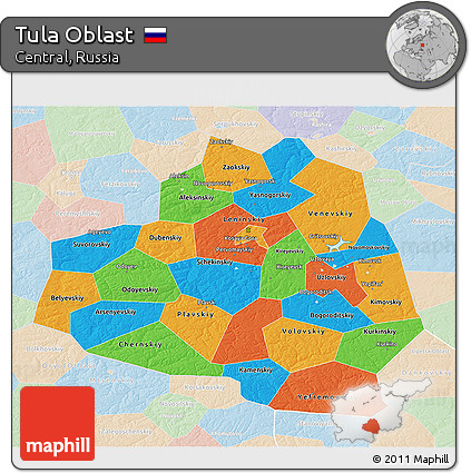 Political 3D Map of Tula Oblast, lighten