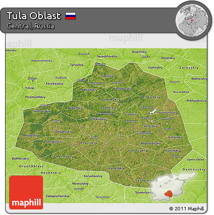 Satellite 3D Map of Tula Oblast, physical outside