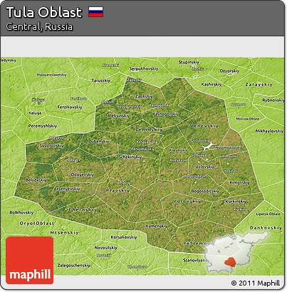 Satellite 3D Map of Tula Oblast, physical outside