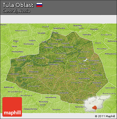 Satellite 3D Map of Tula Oblast, physical outside