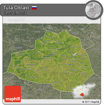 Satellite 3D Map of Tula Oblast, semi-desaturated