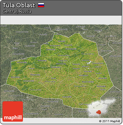 Satellite 3D Map of Tula Oblast, semi-desaturated