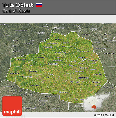 Satellite 3D Map of Tula Oblast, semi-desaturated