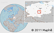 Gray Location Map of Aleksin, highlighted grandparent region, hill shading