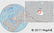 Gray Location Map of Aleksin, highlighted parent region, hill shading