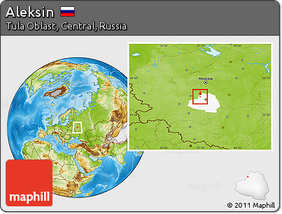 Physical Location Map of Aleksin, highlighted parent region