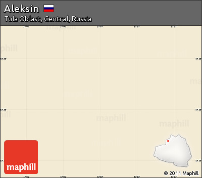 Classic Style Simple Map of Aleksin, single color outside