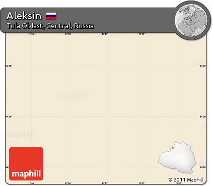 Classic Style Simple Map of Aleksin, single color outside