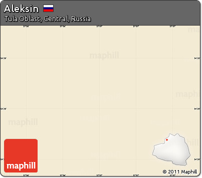 Classic Style Simple Map of Aleksin, single color outside