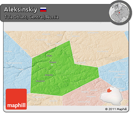 Political 3D Map of Aleksinskiy, lighten