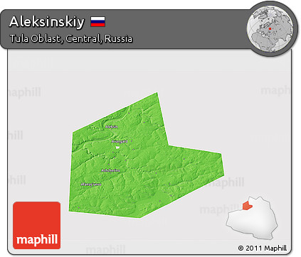 Political 3D Map of Aleksinskiy, single color outside
