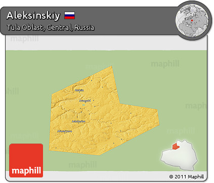 Savanna Style 3D Map of Aleksinskiy, single color outside