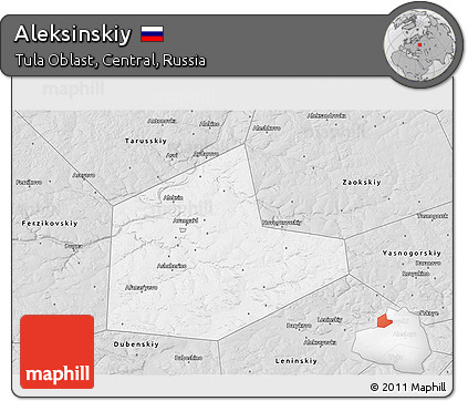 Silver Style 3D Map of Aleksinskiy