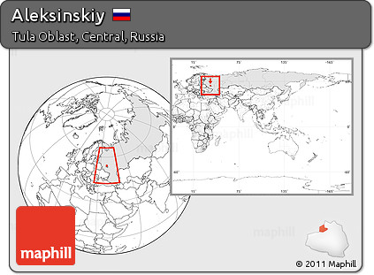 Blank Location Map of Aleksinskiy, highlighted country, highlighted parent region, within the entire country