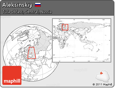 Blank Location Map of Aleksinskiy, highlighted country, highlighted parent region, within the entire country