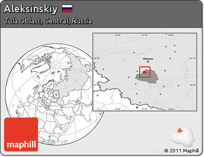 Blank Location Map of Aleksinskiy, highlighted country, highlighted parent region