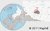 Gray Location Map of Aleksinskiy, highlighted country, highlighted parent region