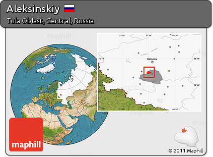 Satellite Location Map of Aleksinskiy, highlighted country, highlighted parent region