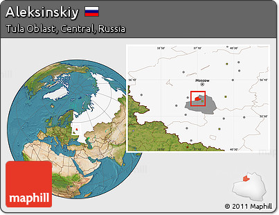 Satellite Location Map of Aleksinskiy, highlighted country, highlighted parent region