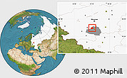 Satellite Location Map of Aleksinskiy, highlighted country, highlighted parent region