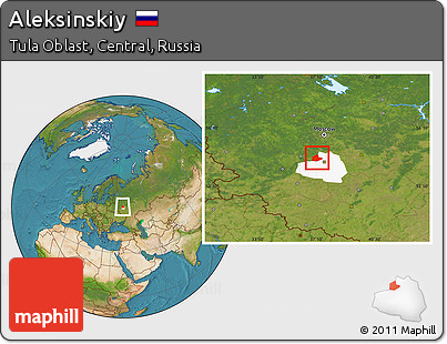 Satellite Location Map of Aleksinskiy, highlighted parent region